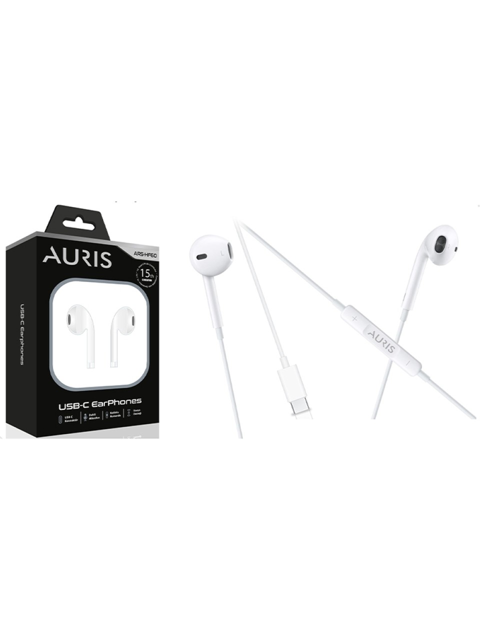 Auris HF60 Mikrofonlu Type-C Kulaklık iphone 15 ile uyumlu